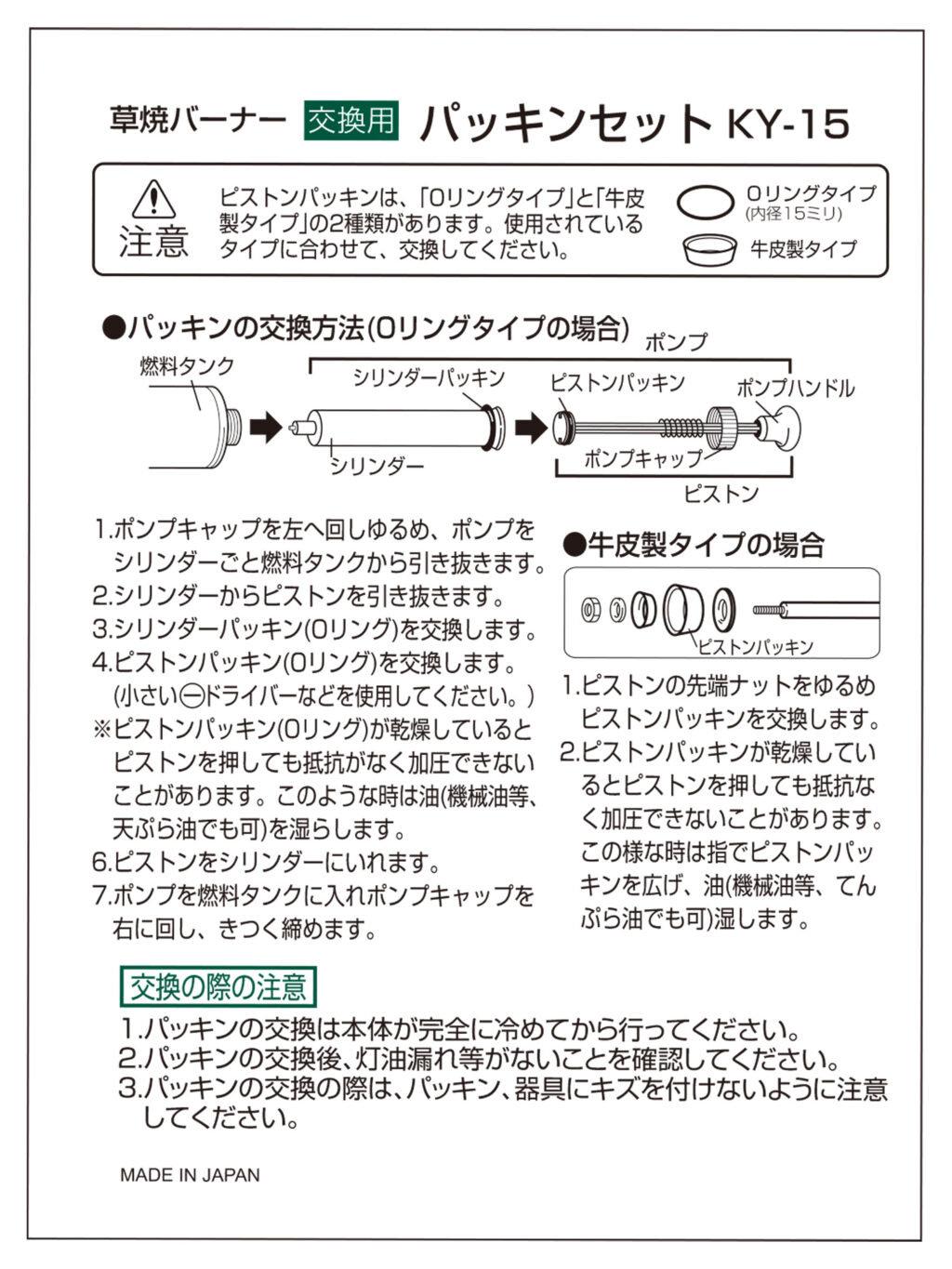 草焼バーナー交換用パッキン（Oリング）セット KY-15 | Shinfuji Burner